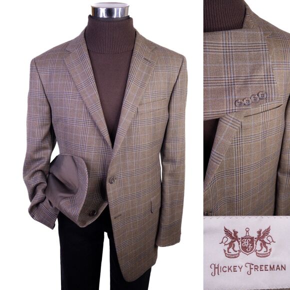 Hickey Freeman Other - Hickey Freeman Milburn Sport Coat Mens 46R Brown Plaid Wool Casual Jacket USA